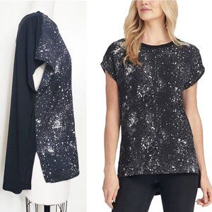 DKNY Womens Black White Splatter Sleeveless Top Blouse Tunic XL NWT